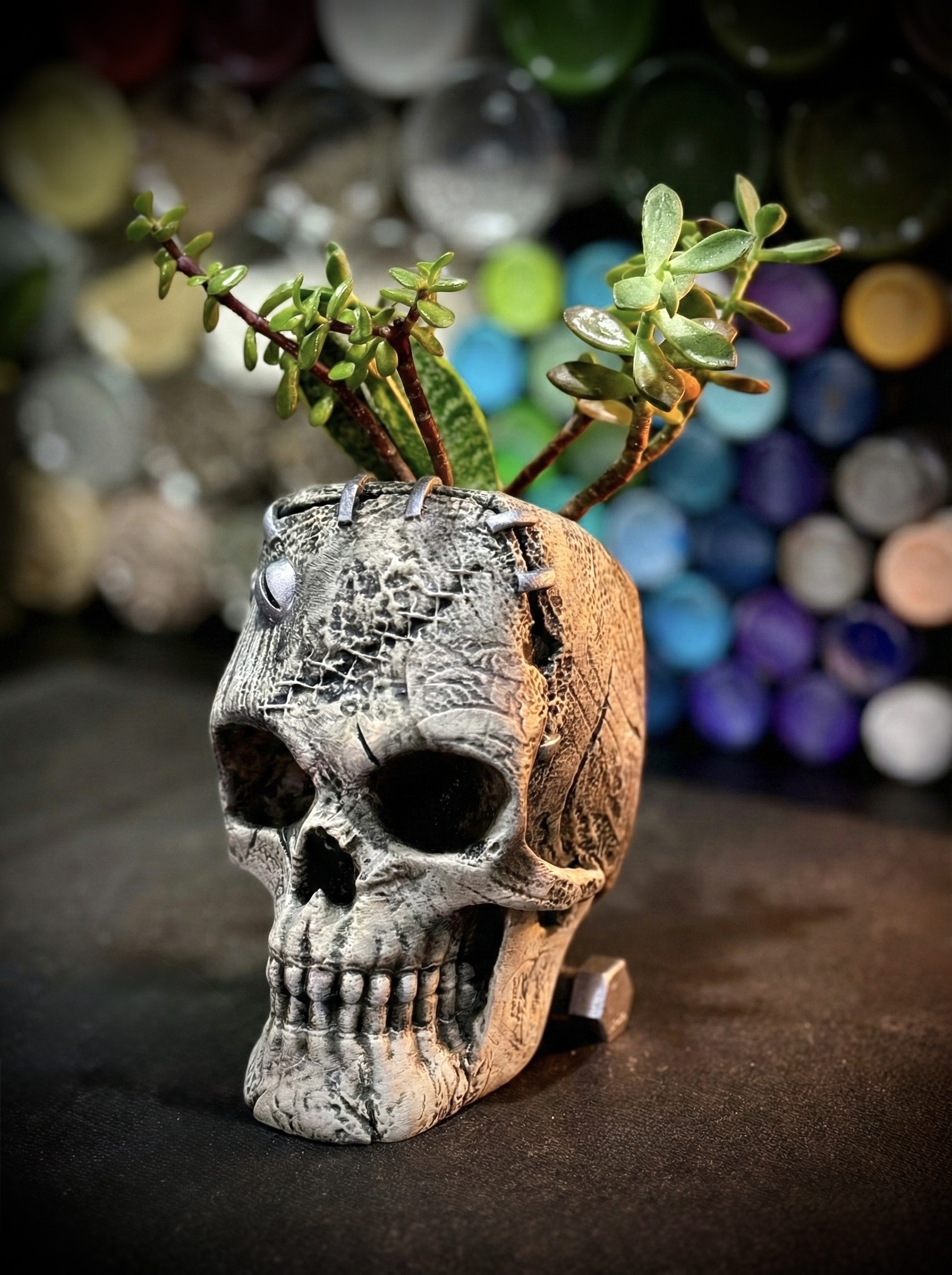 The skull of frankenstein's monster planter